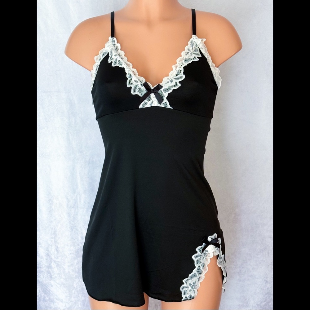 Black & White Lace, Trim, Night Slip